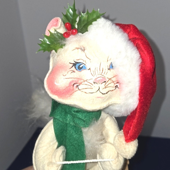 Annalee Vintage 10" Christmas Kitten On Sled - Picture 2 of 8